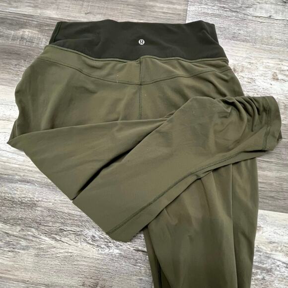 Lululemon Sunset Salutation Green Womens 10 Snakeskin Foldover Leggings - Picture 1 of 12